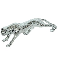 Décoration de la maison Sculpture intérieure en résine plaqué argent or léopard Statue