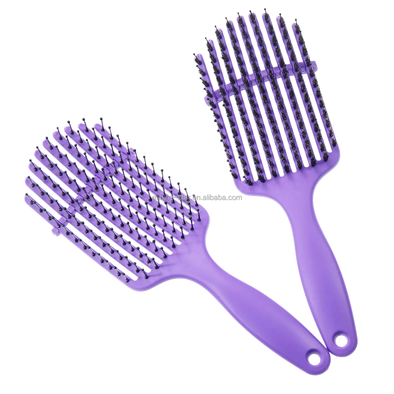 Private logo new design 9 lines teeth purple vent detangling hair brush for smoothing hair