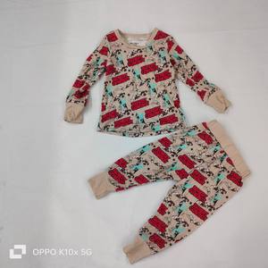 थोक रोट्स बांस के कपड़े लंबे आस्तीन वाले बच्चे फोल्डेबल पजामा पश्चिमी मुद्रित बांस लड़कों का सेट - Product Image 6