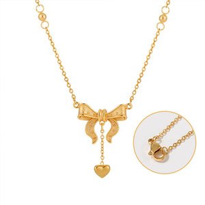 จี้สร้อยคอรูปโบว์ชุบทอง 14k 18k ทำจากสแตนเลส 316L สำหรับผู้หญิง ขายส่ง - Product Image 4