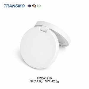 Minimalist Circular Refillable Beauty Powder Holder Attached <b>Mirror</b> Recyclable <b>Plastic</b> Cosmetic Vessel - Product Image 3