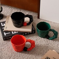 Mug en céramique rétro fait main avec poignée, compatible lave-vaisselle et micro-ondes - Cadeau d'anniversaire pour café, lait et eau (emballage anti-dommages)