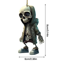 Acrylique Squelette Figurine Voiture Suspendus Ornement 2024 Artisanat Statue Squelette Mémorial Gothique Sculpture Halloween Décoration