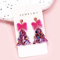 Boucles d'oreilles pendantes en acrylique pour femmes, motif nœud d'arbre de Noël, style européen et américain, bijoux de fête