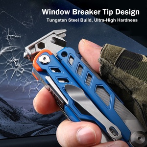 <b>Multi</b> Function Folding Plier <b>Tool</b> With Knife Screwdriver Bottle Opener Metric Measurement Blue Handle - Product Image 6