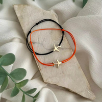 Bracelet en or 18 carats avec breloque avion pour femme et homme, bijoux minimalistes, bracelet à cordon réglable