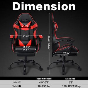 Chaise de gaming rouge vibrante entièrement personnalisable avec <span class=keywords><strong>coussin</strong></span> en mousse épaisse, idéale pour la maison, l'e-sport, la relaxation et le bureau, la meilleure chaise <span class=keywords><strong>gamer</strong></span> pivotante. - Product Image 3