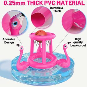 Flamingo-themed 2-in-1 <b>Inflatable</b> Pool Basketball & Ring Toss <b>Game</b> Set - Product Image 4