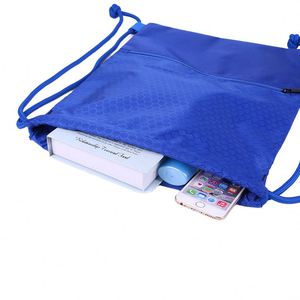 High Quality Custom Zippered Pocket Secure Travel Polyester <b>Drawstring</b> <b>Bag</b> for Gym & Yoga - Product Image 3
