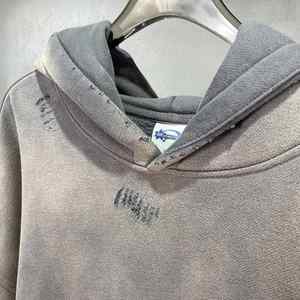 Sudadera con Capucha Yingling, Personalizada con Logotipo, de Algodón Estampado, Unisex, Estilo Vintage, Lavado Ácido, con Diseño Desgastado y Salpicaduras de Pintura - Product Image 3