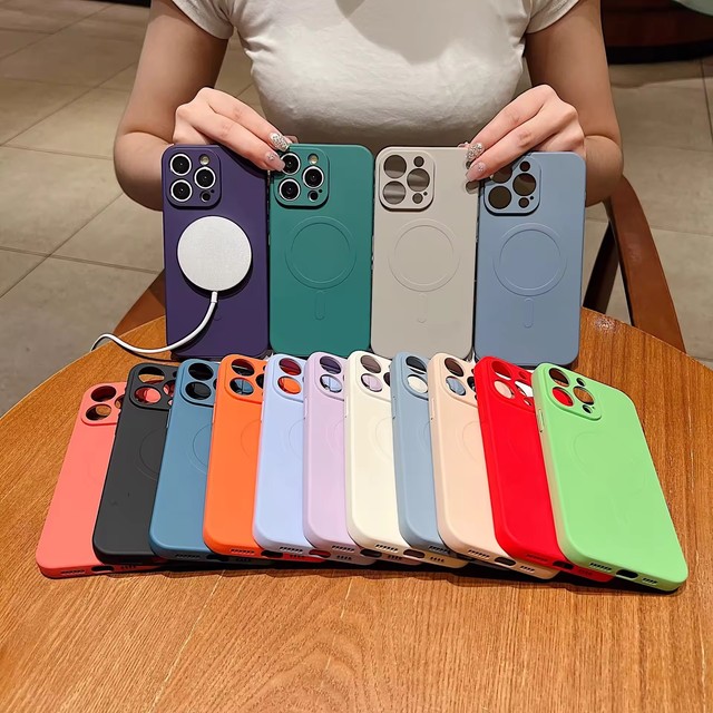 Original Quality Silicone Magnetic Mag Mobile Phone Back Cover Clear Safe Cases for Iphone 14 15 13 Pro Max