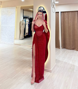 A10641ミグガーメントプロムドレス女性用高品質スパンコール刺繍マキシドレスオフショルダーバックレスイブニングパーティードレス - Product Image 2