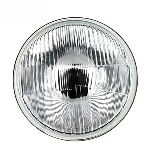 Factory Wholesale Universal 6014 7" Round Semi Sealed Beam Headlight Adaptive H4 Bulb Hi/Low Beam Black Iron Housing