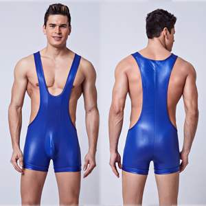 Lencería Erótica y Sexy para Hombre, Mono de Lucha Libre de Cuero PU, Talla Grande, Ropa Interior Gay - Product Image 2