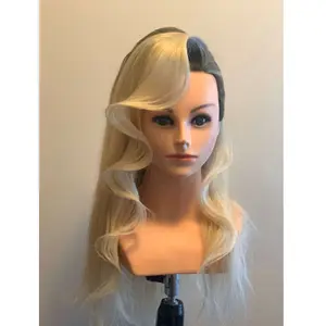 Maneken rambut mentah asli kualitas tinggi kepala penata rambut latihan Salon Afrika Amerika kepala boneka tata rias