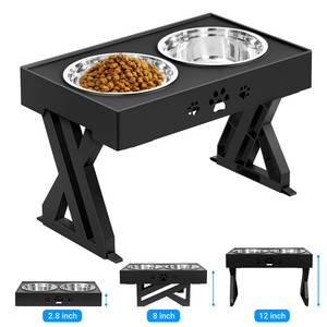 Comedero para <span class=keywords><strong>mascotas</strong></span> plegable ajustable en altura con logotipo personalizado al por mayor <span class=keywords><strong>de</strong></span> fábrica con cuenco doble para perros <span class=keywords><strong>de</strong></span> acero inoxidable - Product Image 1