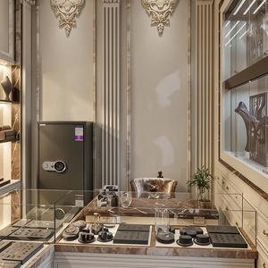 Service de design d'intérieur sur mesure pour bijouterie moderne en verre, aménagement de magasin de détail éclairé par LED et vitrine à montres - Product Image 1