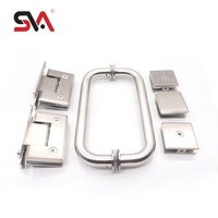 Ensemble de charnières à pince pivotante pour porte de douche en verre à 90 degrés, en laiton massif biseauté, finition nickel brossé CRL SVA-9006