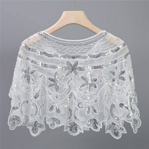 Sciarpa/Giacca da Sposa in Pizzo Elegante con Ricamo Floreale di Paillettes Lucide, Taglia Unica da Donna, per Abiti da Sera e Cerimonia - Product Image 3