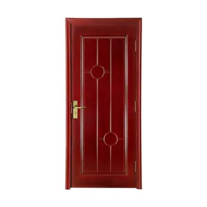Pintu Mahoni Solid Warna Rosewood Ukiran Datar Superb Pintu Tunggal Kamar Papan Partikel Pintu Inti Padat