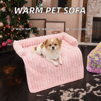 Coussin de canapé pour chien et chat en velours côtelé rectangulaire, moelleux, moderne, chaud pour l'hiver, orthopédique, écologique, avec housse amovible, emballé en boîte