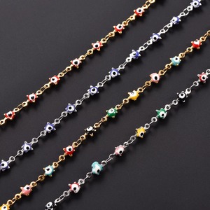 Collana a Catena con Ciondolo a Stella a Cinque Punte e Occhio <span class=keywords><strong>Turco</strong></span> da 4,5 mm in Acciaio Inossidabile per Donna, Girocollo Impermeabile, Accessori Gioielli in Metallo - Product Image 1