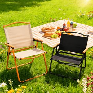 كرسي تخييم خفيف قابل للطي مقعد سفر مدمج كرسي خارجي قابل للطي بمقبض خشبي للمشي والنزهات - Product Image 1