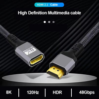 Câble d'extension HDMI 2.1 haute vitesse coaxial, femelle vers mâle, câble blindé tressé, 8K 60Hz 4K 120Hz pour PS4 PS5 Moniteur Smart TV