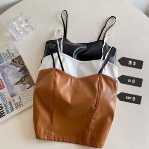 I-0671 Sujetador estilo chaleco de cuero para mujer, con espalda hermosa, ajustado, corto, con copas fijas y almohadillas para el pecho - Product Image 3