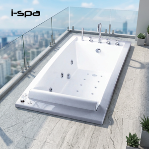 Baignoire rectangulaire moderne en acrylique Horizon avec design intégré pour une utilisation en spa intérieur dans les hôtels et les villas - Product Image 1