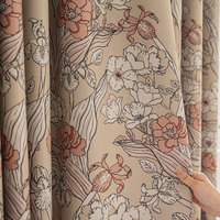 Rideau occultant double Rose Manor Vintage Iris Pivoine Floral 100% Polyester Thermique pour fenêtre
