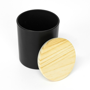 Pot à bougie vide en gros, noir mat, haut, large ouverture, fond rond, élégant, fantaisie, unique, personnalisé, avec couvercle - Product Image 1