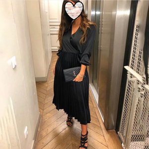 Donne eleganti Manica Lunga <span class=keywords><strong>Midi</strong></span> del <span class=keywords><strong>Vestito</strong></span> Delle Signore Con Scollo A V Del Partito del <span class=keywords><strong>Vestito</strong></span> Da Sera Pieghettato il <span class=keywords><strong>Vestito</strong></span> - Product Image 6