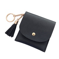 Dompet Kartu Mini Wanita Model Terbaru, Tahan Air, Lembut, dengan Gantungan Kunci, Kantong Koin, Logo Custom, Minimalis Mewah