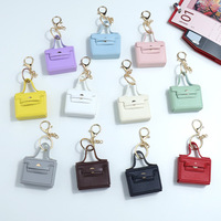 En gros Mini sac en cuir porte-clés, étui pour écouteurs, breloque de sac de luxe, petite boîte de rangement, accessoire
