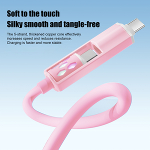 Câble de charge super rapide en silicone 4 en 1 avec lumière LED, 3 pieds, USB Type-C vers Type-C, connecteurs multiples pour téléphone portable - Product Image 6