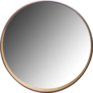 Specchio integrato con cornice decorativa in legno rotondo per bagno moderno semplicità