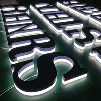Letras 3D de Acero Inoxidable Retroiluminadas, Logotipo Decorativo 3D, Letras Personalizadas con Luz, Letrero Luminoso 3D, Letrero LED Personalizado para Negocios