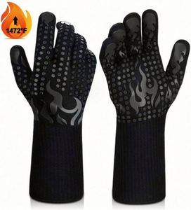 RAYBIN Customized Printed Reversible Fireproof Canvas Heat Resistant BBQ Gloves for Grill Premium <b>Red</b>/Black Oven/<b>Microwave</b> - Product Image 4