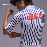 Maillot de cyclisme VTT AEC.CYSLIST 2026 été léger, séchage rapide, anti-humidité, rayé rouge et bleu