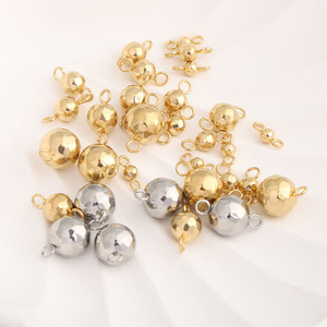 Perles solides en acier inoxydable, soudées au laser, double anneau, pendentif rond en diamant, accessoires de bijoux DIY, couleur or et argent - Product Image 4