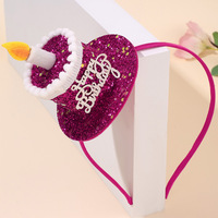Diadema creativa de doble capa con diseño de pastel de cumpleaños y velas de fieltro para el primer cumpleaños, accesorio para fotos, recuerdo de fiesta