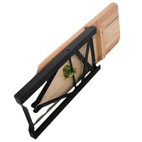 Ensemble de 3 tables pliantes en bois massif modernes avec structure en métal pour l'extérieur, le patio, le jardin, les pique-niques CNLF