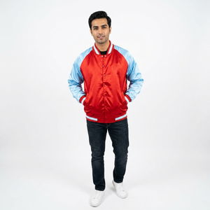 2025 Premium Quality <b>Men</b> Varsity Jackets Custom Logo Fashion Silk Satin Waterproof Wholesale Fashionable Satin Jacket - Product Image 1
