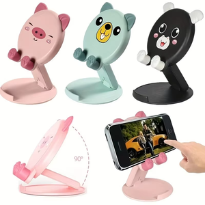 Zenidoo Portable Plastic Flexible Cartoon Mobile Phone Tablet Holder <b>Desk</b> Adjustable Height <b>Foldable</b> Bracket Universal for - Product Image 2