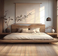Lit plateforme de rangement en pin massif de style Mid-Century Modern, design multifonctionnel, écologique et durable pour chambre à coucher et mobilier de maison