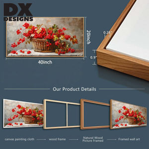 DX Designs Dipinto su Tela Personalizzato 24x36, <span class=keywords><strong>Arte</strong></span> Moderna Minimalista per Soggiorno, Dipinto Decorativo a Mano con Frutta Rossa e Fiori - Product Image 3