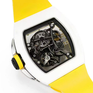 Reloj de Pulsera para Hombre de Diseño de Alta Gama, Carcasa Blanca, Verde y Amarilla, Esqueleto Asimétrico, Mecánico Automático, Luminoso, Nuevo - Product Image 4