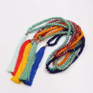 99pcs multi colored muslim beads prayer crystal islamic rosary prayer tassel beads