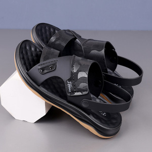 Men's T-Strap <b>Sandals</b> Black And Brown Soft Soled Breathable Casual Beach Shoes Slip On Youth 18 40 Years Old - Product Image 3